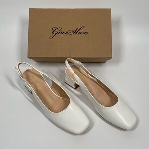 NIB Genshuo Slingback Heels WOmen’s Size 9 White